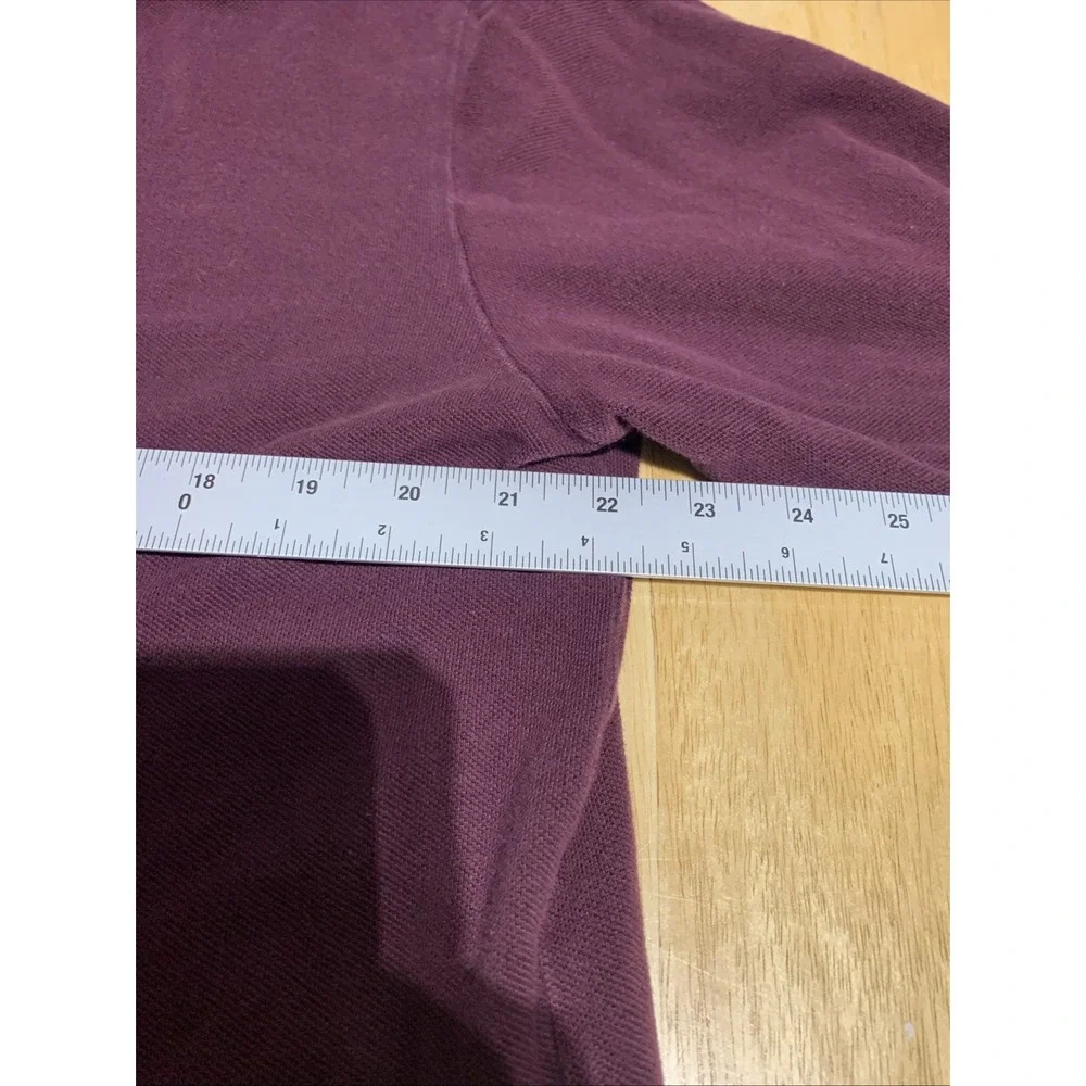 Vintage Polo Ralph Lauren Polo Shirt Large Burgundy Y2K Long‎ Sleeve Collared
